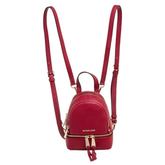 Michael Kors Red Grained Leather Mini Rhea Backpack main image 4